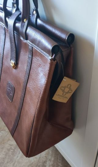 Rebajado Maletín viaje polipiel marrón Nuevo