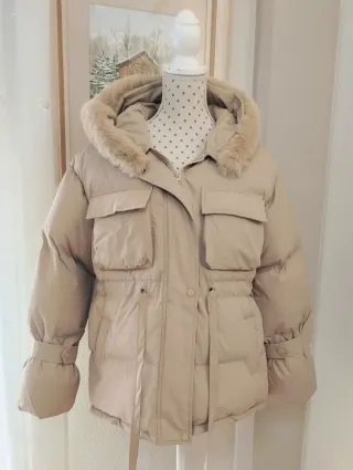 Abrigo acolchado beige mujer Talla M