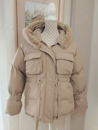 Abrigo acolchado beige mujer Talla M