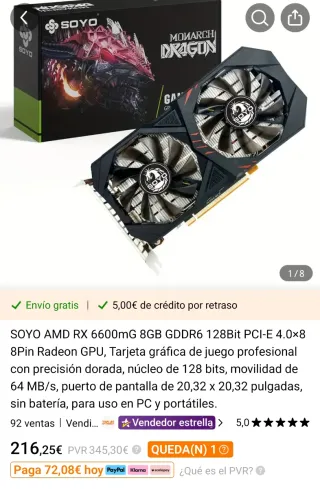 Tarjeta gráfica RX 6600M 8GB NUEVA GPU AMD RTX GTX
