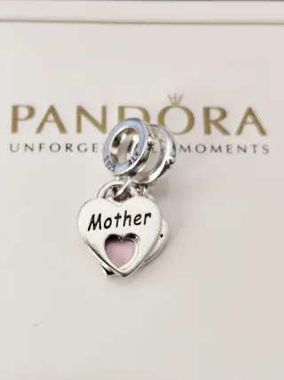 Charm Colgante Divisible Doble Corazón Madre Hija