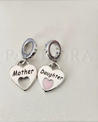 Charm Colgante Divisible Doble Corazón Madre Hija