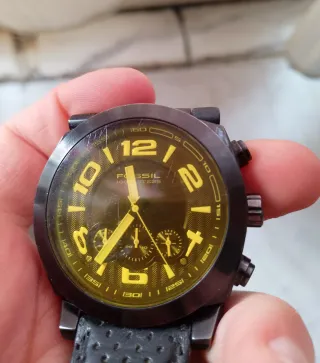 Orologio Fossil Uomo Nero e Giallo