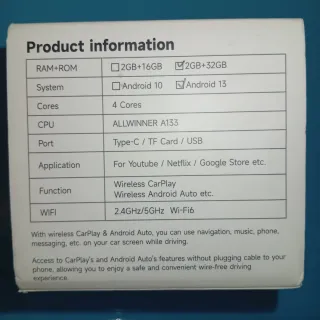 Adaptador CarPlay y Android Auto Inalámbrico