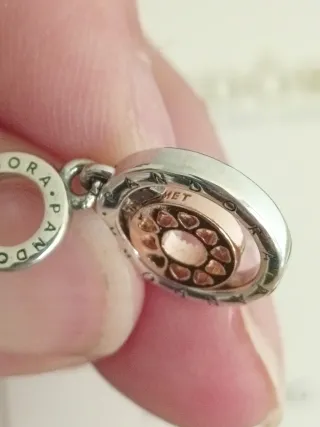 Cadena y Charm Colgante Dos Tonos Logo y Rosé