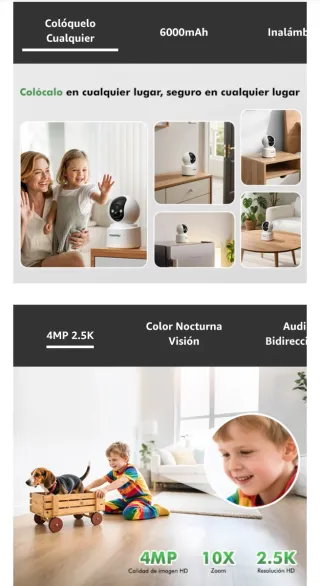 Cámara Vigilancia 360°  , WiFi Interior