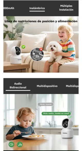Cámara Vigilancia 360°  , WiFi Interior