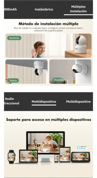 Cámara Vigilancia 360°  , WiFi Interior