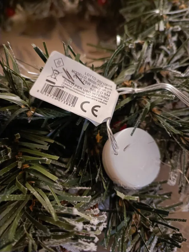 Ghirlanda luminosa con pigne e bacche