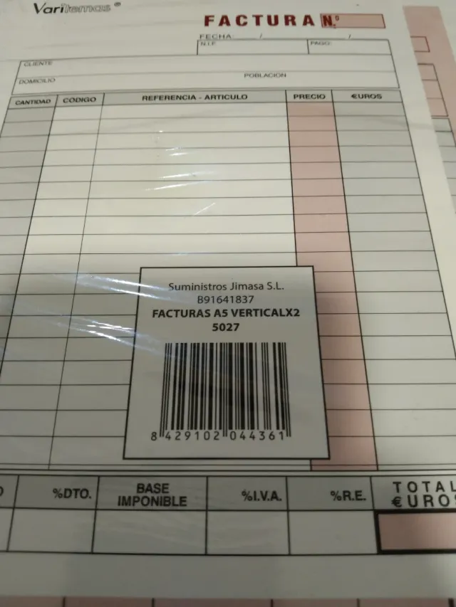 Talonario Facturas Duplicado A5 Ref. 5027