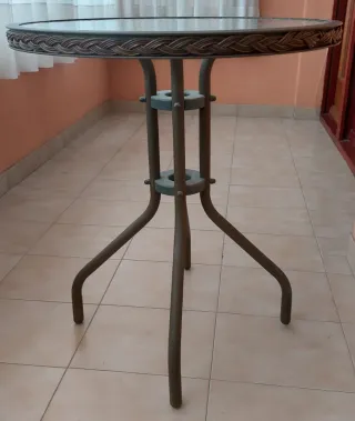 Mesa Terraza Cristal y Metal marron No rebajo