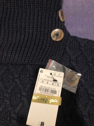 Poncho Sfera Lana Azul Marino Con Etiquetas