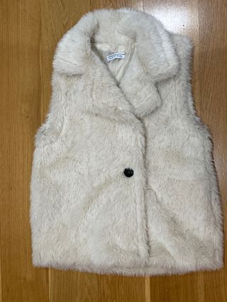 Chaleco de pelo beige mujer