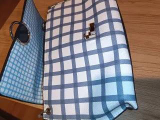Lote bolso y cartera Parfois cuadros azul y blanco