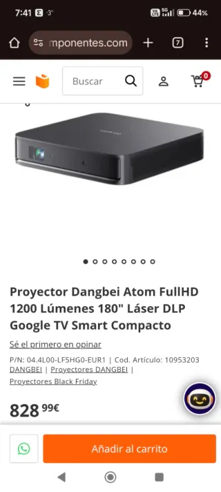 Proyector Dangbei Atom+trípode+funda transporte