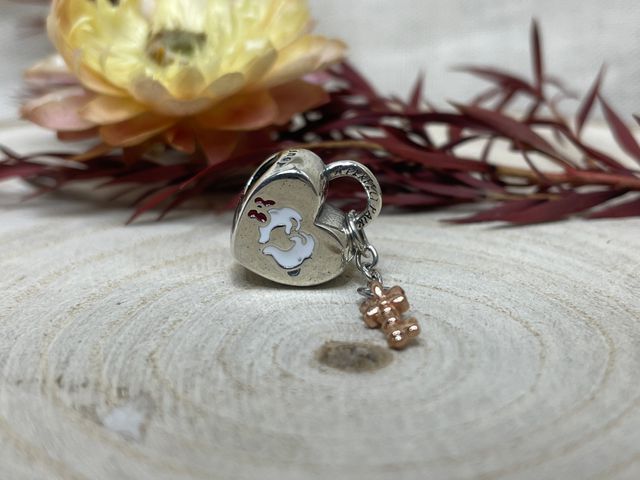 Charm Corazón Minnie y Mickey con Llave Disney