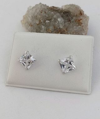Pendientes Plata 925 Circonita Cuadrada