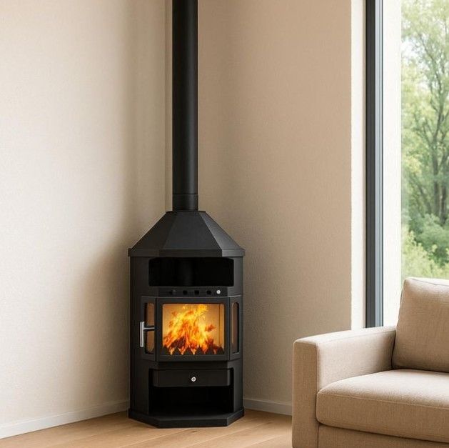 Estufa de leña  esquina 10.6Kw Nueva ESL246008GRA