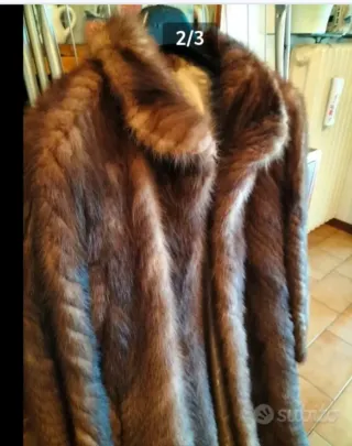 Cappotto vintage pelliccia marrone taglia L