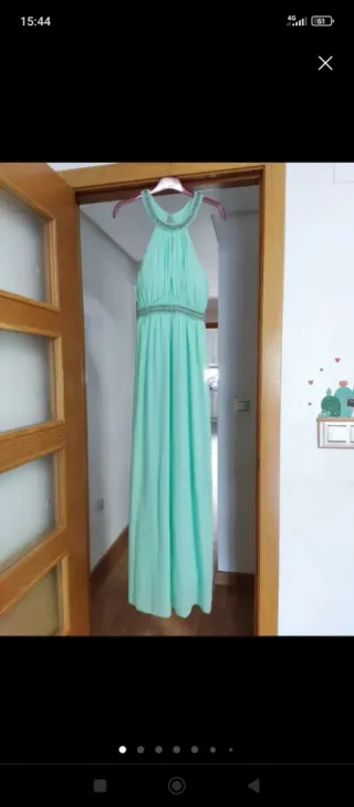 Vestido largo aguamarina griego talla S NUEVO.