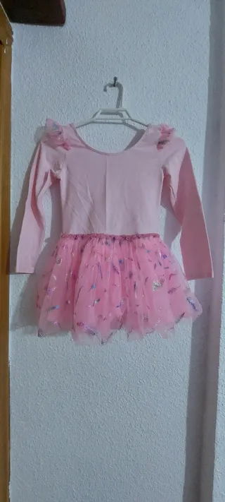 Vestido de ballet rosa con tul brillante 7-8 años