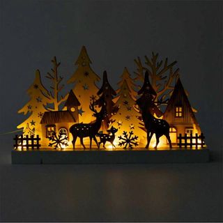 Soprammobile Natalizio luminoso legno Luci Led 3D