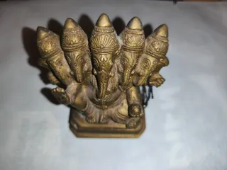 Figura Ganesha 5 cabezas bronce