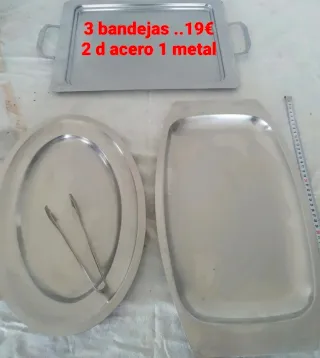 Set di 3 vassoi in acciaio inossidabile