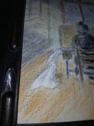 Antigua pintura al pastel pintor en su estudio