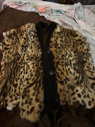 Chaleco Piel Leopardo piel auténtica para reparar