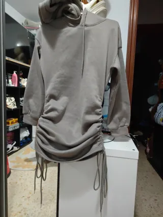 Sudadera con capucha beige talla única