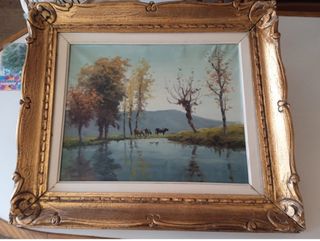 Pintura Serrat-calvó paisaje con marco