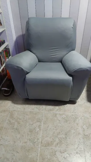 Sofá relax de piel gris