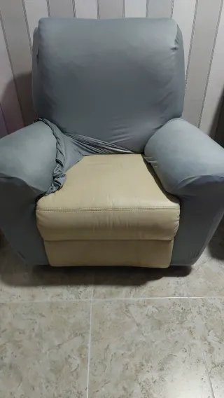 Sofá relax de piel gris