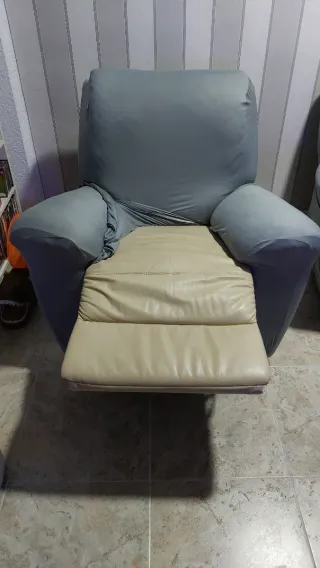 Sofá relax de piel gris