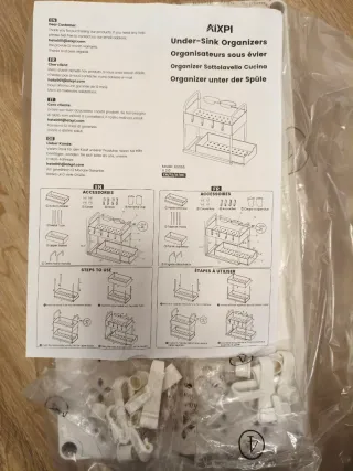 Organizzatore sotto lavandino in plastica bianco a due livelli