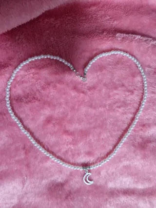 Collar perlas y luna plata