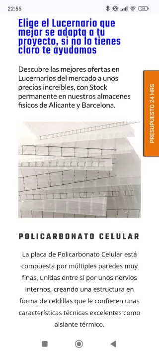 Policarbonato celular y  compacto