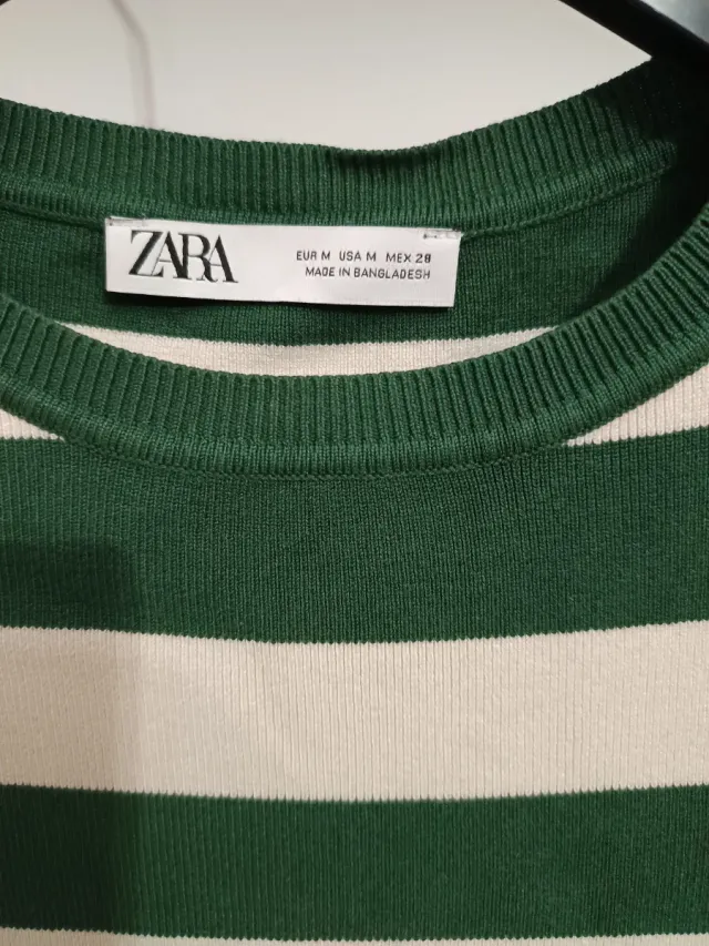 Jersey Zara Rayas Verde y Blanco Talla XS
