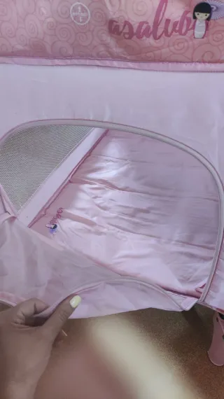 Cuna de viaje rosa Asalvo