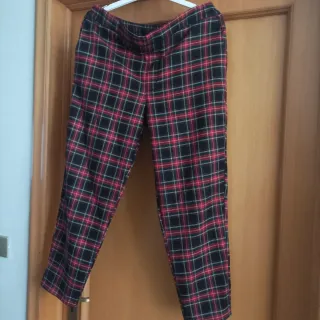 Pantaloni Uomo Taglia M a Quadri Rossi Neri