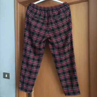 Pantaloni Uomo Taglia M a Quadri Rossi Neri