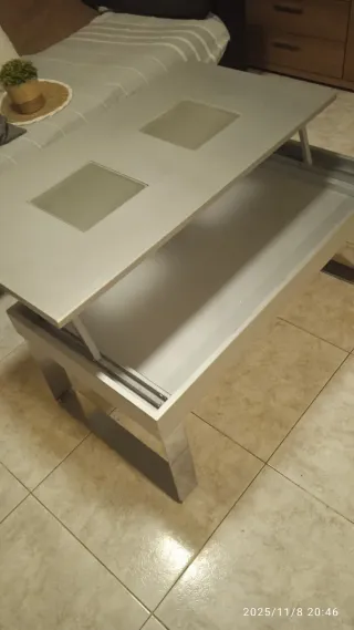 Mesa de centro elevable con cristal