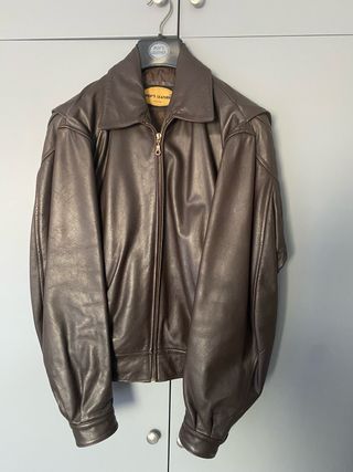 Chaqueta Cuero Aviador Pop's Leather Marrón