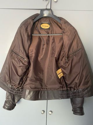 Chaqueta Cuero Aviador Pop's Leather Marrón
