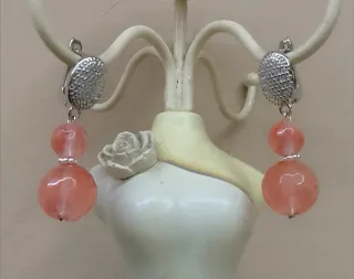 Orecchini Argento 925 zirconi e Quarzo Cherry Rosa