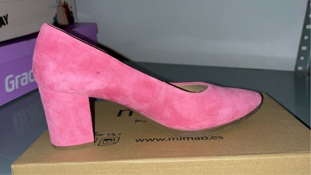 Zapatos de vestir tacón rosa ante