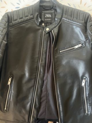 Chaqueta Zara Piel Negra Talla M.