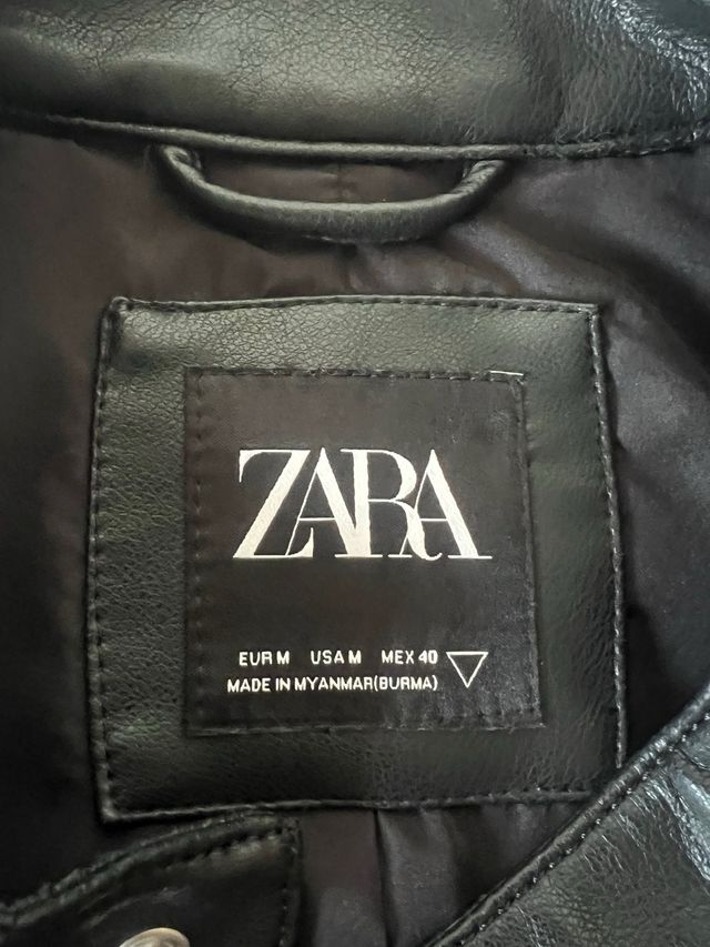 Chaqueta Zara Piel Negra Talla M.