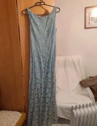 Vestido largo encaje azul